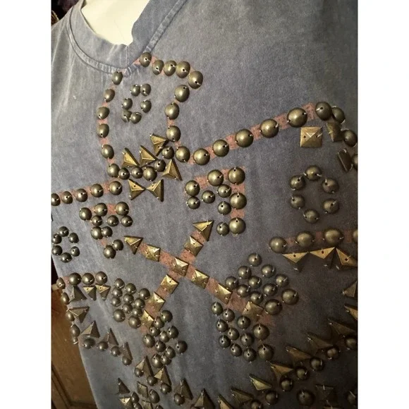 New Double D Ranch Top Thunderbird Long Studded Western Boho Side Slit Tunic S M - Picture 3 of 8